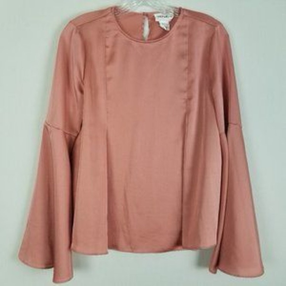 For The Republic Pink Satin Bell Sleeve Blouse | Size Small NWT - Picture 2 of 5